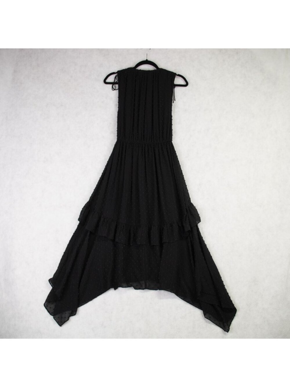 Ulla Johnson Black Tiered Maxi Dress Sz 6 V-Neckline Button Front & Ruffle Hem - Picture 2 of 16
